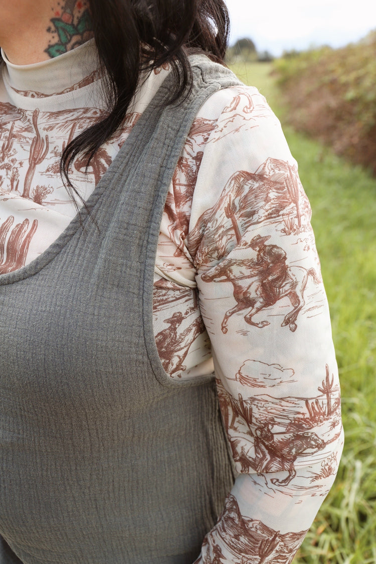Wild Wild Northwest Mesh Mock Neck