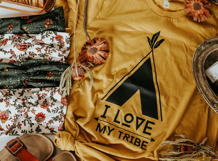 I Love My Tribe Mustard Tee