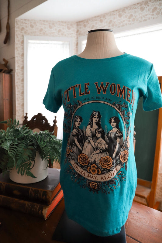 Little Women fitted teal tee