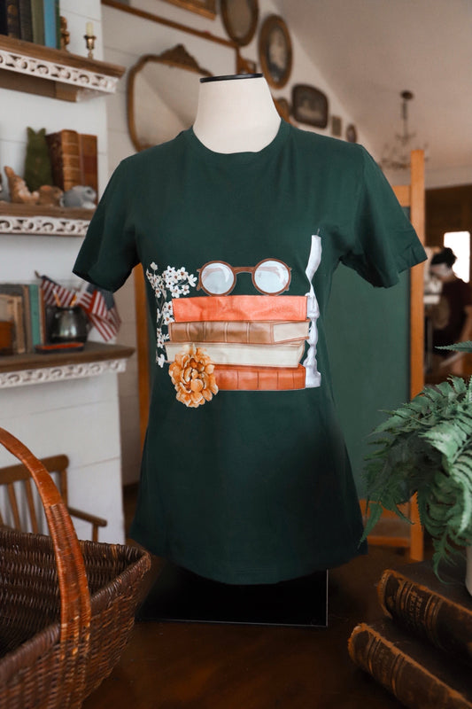 Hunter Green Fitted Bookish Tee