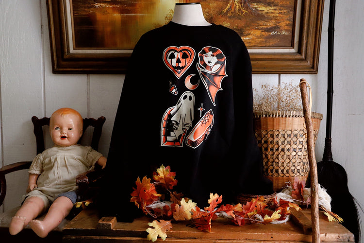 Trick or Tattoo Halloween Flash Sweater