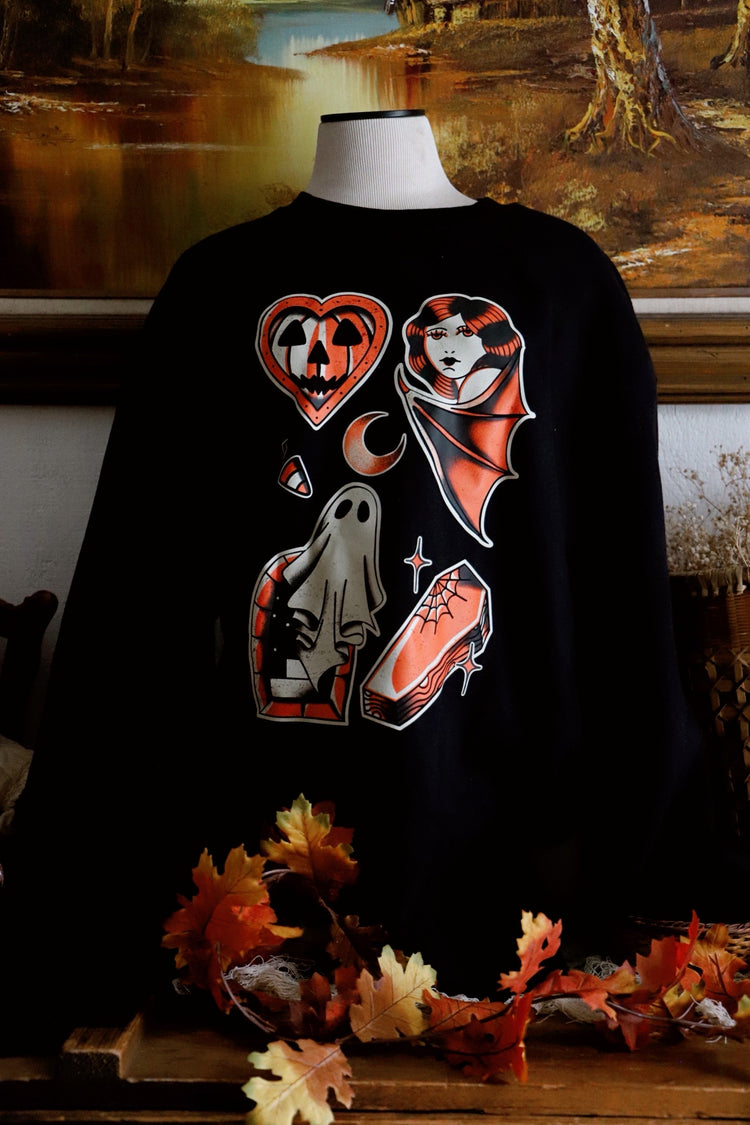 Trick or Tattoo Halloween Flash Sweater