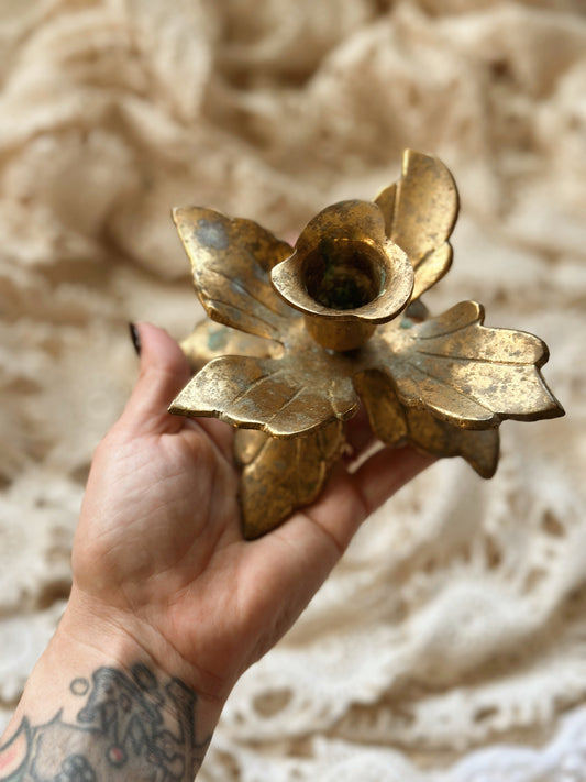 Brass Leaf Candle Holder