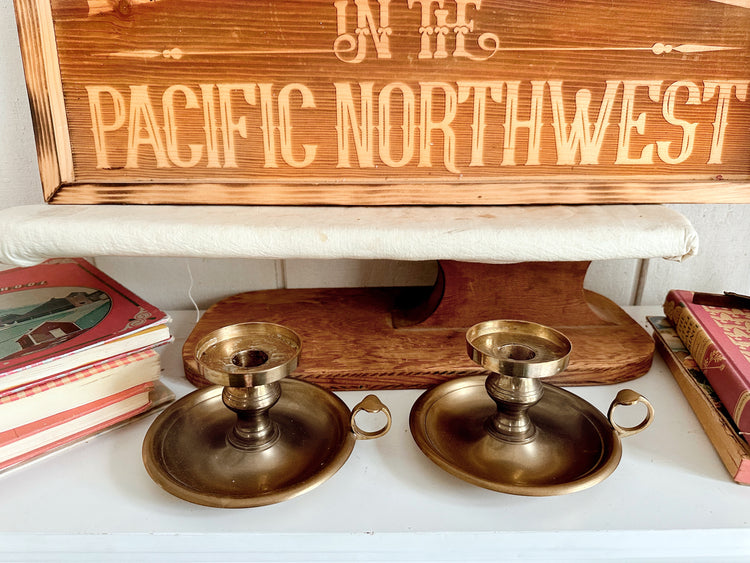 Vintage Brass Finger Loop Candle Holders